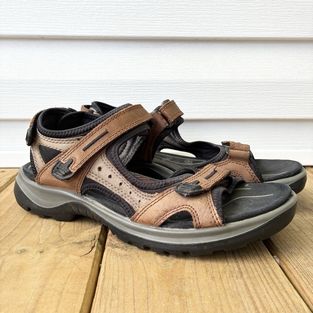 Ecco Yucatán Leather Sport Straps Hiking Outdoors Sandals Brown EU 42 Womens 11